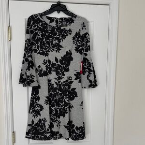 Vince Camuto Gray Dress with Black Floral Pattern